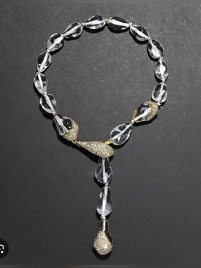 Alexis Bittar Liquid Lucite Clear Pebble Lariat     Necklace